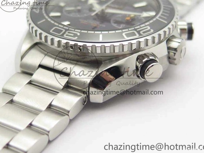 0513 Planet Ocean Master Chrono SS OM 1:1 Best Edition Black Dial On SS Bracelet A9900 V Fashionable 8113